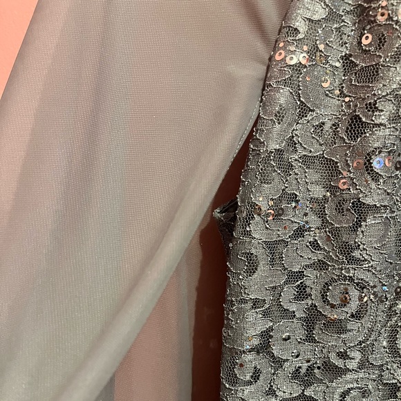 Glitter Lace Cape Cocktail Dress Silver - Picture 2 of 3